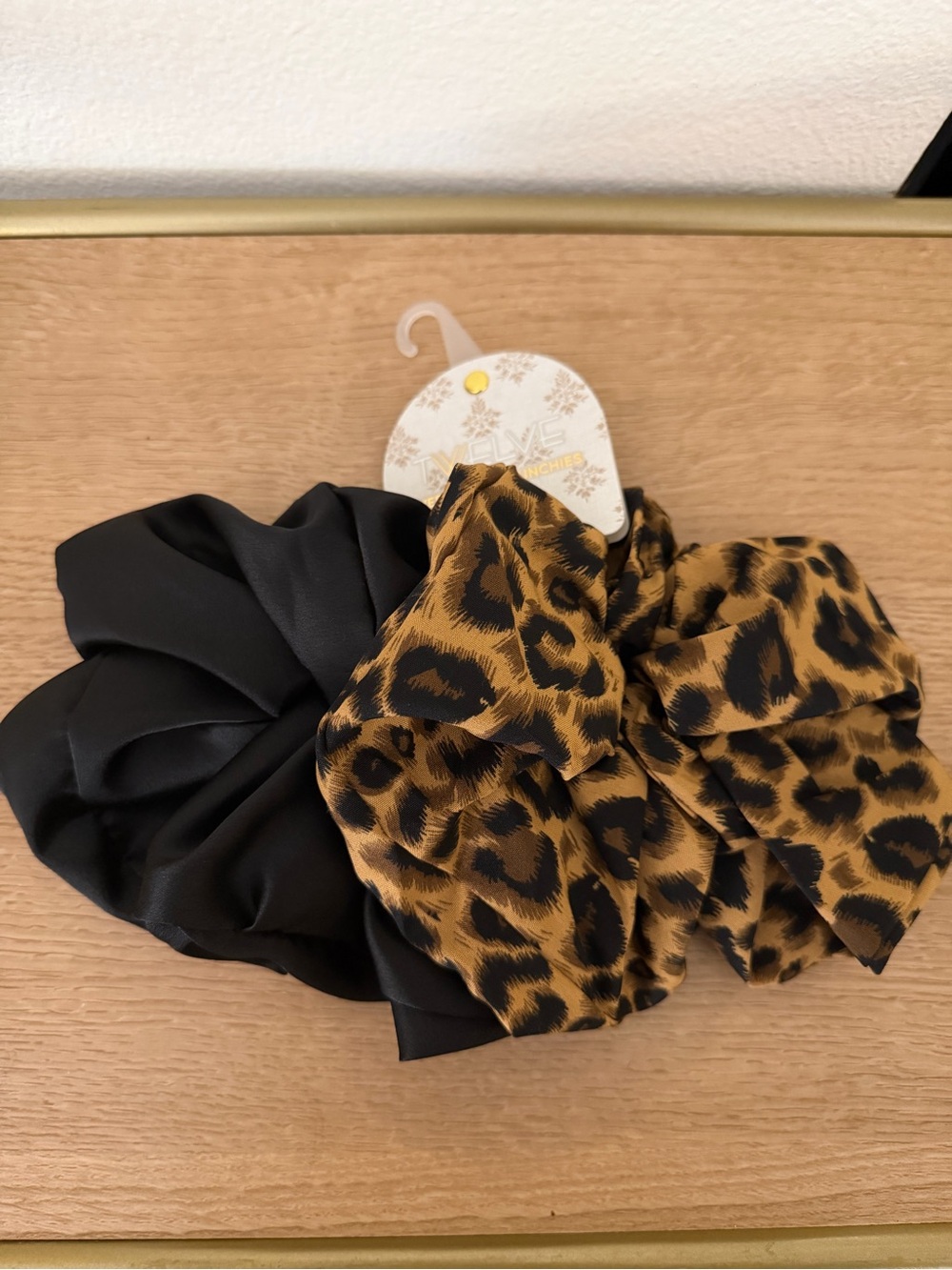Leopard Print & Black Oversized Scrunchie Set - Stylish Women’s Hair Accessories